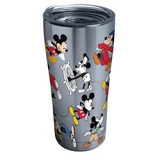 Tervis 1297812 디즈니 미키 마우스 90번째 생일 스테인리스 스틸 단열 텀블러 투명 및 블랙 해머 뚜껑 887.2ml30온스 실버, 20oz, 1개