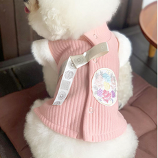  데댕 강아지한복 전통 누빔 강아지옷, 핑크 