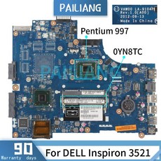 DELL Inspiron 3521 노트북 마더보드용 펜티엄 997 CN-0YN8TC LA-9104P SR0V5 DDR3 메인보드 테스트 완료, 한개옵션0