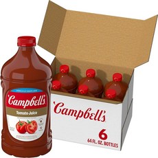 Campbell's 토마토 주스 100% 1.9L(64온스) 병 (6팩), Campbell's 토마토 주스, 100% 1.9L(6, 6개, 1.9L