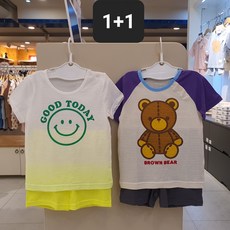 모이모이깜피 (엑스코)1+1 순면100% 통기성이 우수한 자가드5부내의/굿데이(GR)+미니베어