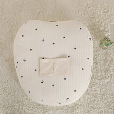 베네브릭 신생아 역류방지쿠션, 자수 아이보리/차콜 스타 커버만, 1개