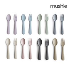 무쉬 유아식 스푼앤 포크 이유식 플라스틱 /mushie Flatware Fork and Spoon Set for Kids, 블러시, 1개 - 무쉬