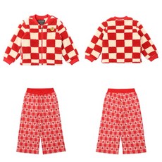 게스키즈 2023년레드 부클 뽀글이 쟈켓 점퍼 바지세트 G36DBJ060DAP030