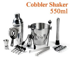 칵테일 셰이커 믹서 바텐더 키트 코블러 보스턴 지거 머들러 푸어, 10.16pcs Cobbler 5.., 1개