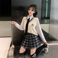 여성 코디세트 일본느낌 이쁜 조끼 교복 동복 학교룩