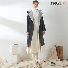 TNGTW 울90 숄카라 후드넥 울 코트