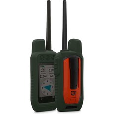 Garmin Alpha 300 / 200과 호환되는 kwmobile 케이스 - GPS 핸드셋 내비게이션 시스템 소프트 실리콘 피부 보호 커버 주황색, 다크 그린, 1개