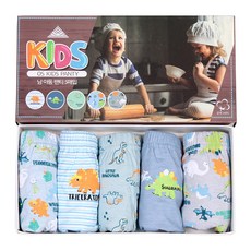 키즈스 남아용 쥬라기 무형광 순면100% 삼각팬티 5p 세트