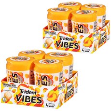 Trident Vibes Tropical Beat Sugar Free Chewing Gum 트리덴트 바이브스 열대 비트 무설탕 츄잉껌 40개입 8팩