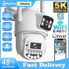 스마트 와이파이 캠 야외 무선 자동 야간 홈 모니터 듀얼 렌즈, 1개, 18) 10MP NO SD Card - 미국 플러그