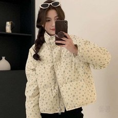 꽃무늬패딩 자켓 퀄팅 여성 겨울 잠바 누빔 아우터 플라워 여자 퀼팅 오버핏 깔깔이 일 노카라 패턴 점퍼 할머니 귀여운 엄마