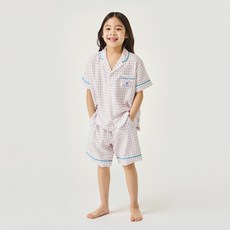 [JAJU/자주] 키즈 레이온 핀체크 5부 파자마 세트_아이보리