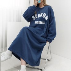 [5XL 4COLOR] 베이스볼 시즌 원피스 55~99 특양면 롱원피스 빅사이즈 긴팔원피스 간절기 임부복 홈웨어