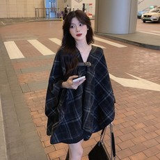 여성 겨울 가을 작은 키 하프기장 숄 케이프 판초