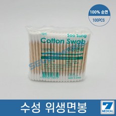 수성 포비스 솜면봉 3인치 양면형 위생솜면봉 100pcs, 30개입, 1개 - 포비스면봉