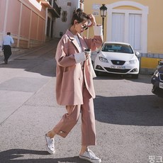 굿데이 컴퍼니 세미 캐주얼 자켓 바지 정장 수트 세트 투피스 재킷 팬츠 결혼식 면접 빅사이즈 여자정장 여성정장세트 셋업 정장수트 vTZ06