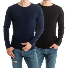 제이오 무지 슬림핏 라운드 긴팔 면 티셔츠