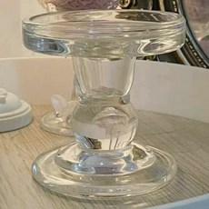 투명 글라스 촛대 캔들홀더 중 유리 인테리어 양키캔들 양초받침, 1개