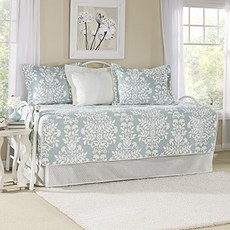 Laura Ashley 5 Piece Rowland Breeze Daybed Cover Set Blue 로라 애슐리 5 피스 롤랜드 브리즈 데이 베드 커버 세트 블루, 1