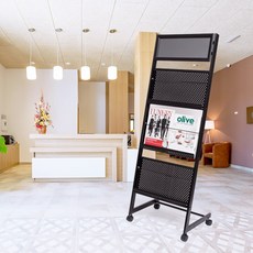인터바겐 철제 브로셔거치대 전단지거치대 팸플릿거치대 잡지꽂이 잡지대, 개폐식 액자형 잡지꽂이 JH8611