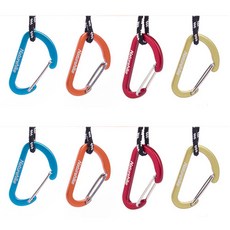 8 개/몫 네이처하이크 알루미늄 합금 Carabiner 야외 캠핑 하이킹 4cm D 모양 등산 버클 플랫 버클 후크, (350853)Mixed Color  (8pcs)