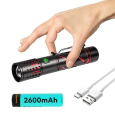 슈퍼빔 괴물 레이저 LED 손전등 슈퍼 줌 써치 라이트 충전식 후레쉬 캠핑, 1세트