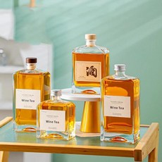 사각형 모양의 위스키 디캔터 테킬라 브랜디 보드카용 유리 알코올 병 무연 위스키 100%, 01 250ML-Glass Lid