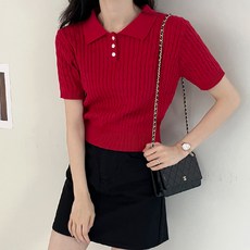 바이단미 MADE 여성 스웨터 가을 숏 슬리브 데일리 기본 케이블 카라넥 꽈배기 반팔 니트