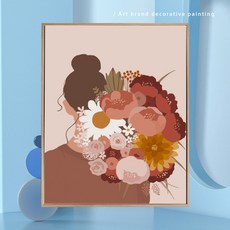 꽃다발 소녀 DIY 유화 그리기 예쁜 일러스트 여인 그림 색칠 손 색채우기 집콕 취미, 멜리나 2_50x60_친환경 페인트+여러 브러시+캔버스