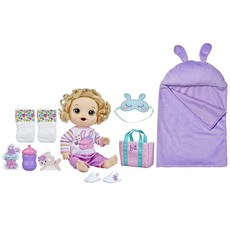 Baby Alive Bunny Sleepover 아기 인형 취침 시간 테마 30.5cm(12인치) 인형 침낭 및 토끼 테마 인형 액세서리 만 3세 여아 및 남아 이상 장난감 금발 머리 (아마존 독점), Blonde Hair