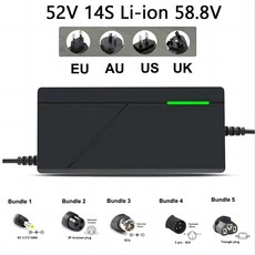 새로운 58.8V 2A 3A 5A 리튬 이온 충전기 52V 14S 배터리 팩 출력 입력 커넥터에 적합, 01 2A, 05 번들 5, 01 58.8V 14S charger