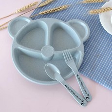 다이어트식기 밀짚 부분 조절 플레이트 BPA 프리 점심 건강한 비율 또는 체중 감소 보조, 1개, 1) 파란