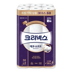 크리넥스 데코앤소프트 3겹 24+6롤(30롤) 1팩 화장지 휴지 두루마리, 30롤