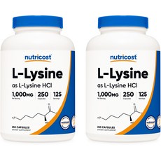 뉴트리코스트 L-리신 1000mg 캡슐, 250정, 2개