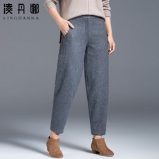 블로그닷컴 와인바지 양털 코트 자녀 겨울 가을 배기 와이드 루즈핏 모직 할머니 9부 뚱뚱한 벌룬팬츠