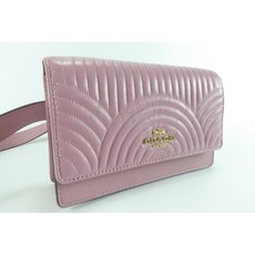 NWT Coach Women Flap Belt Bag/Crossbody/Clutch w/ Art Deco Quilting Leather Pink