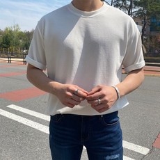 [이브컴퍼니] 머슬핏 몸좋아보이는 무지 라운드 스판 어깨 등 넓어보이는 여름 반팔 티셔츠 리뷰후기