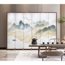 도다도다 차례 병풍 돌잔치 공예 동양화 데코 180x240 6도어 전통 이미지 추사 수묵화, 1개
