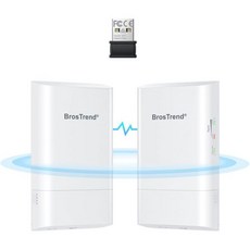 BrosTrend 5GHz 무선 브릿지 1KM WiFi PtP PtMP용 Point to point Outdoor CPE IP65 + AX300 나노 6 USB 데스크탑 PC - 무선브릿지