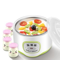 [해외 직송]뉴타임즈16 요구르트 제조기 요구르트 제조기 가정용 소형 전자동 다기능 미니 사제 낫토 스위트 막걸리 발효소기 1L XZ27 A21, 03 그린+20개 균 분+4개 유리병