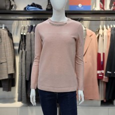 올리비아하슬러 목라인 비즈 장식 니트 티셔츠 OH0WSW101