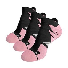  Hylaea No Show 런닝 애슬레틱 안티 블리스터 위킹 쿨맥스 양말 심리스 안티 냄새, 3 Pairs Pink, Small 