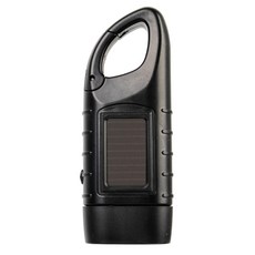 미니 비상 핸드 크랭크 다이나모 태양열 LED 조명 램프 충전 강력한 횃불, 검은색