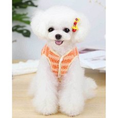 스트라이프 뽀글이 후리스 극세사 고양이 옷 강아지 옷 똑딱이 단추 수면조끼, M 오렌지(PET2), M오렌지(PET2), 1개