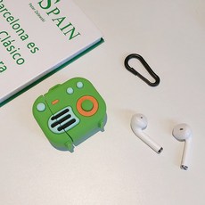 적용 BASEUS 곱씹다 W04PRO 무선 블루투스 이어폰 케이스 W04 액상 규소 젤라틴 큐트 애니메이션 풀팩토리, w04/w04pro 클래식 그린 라디