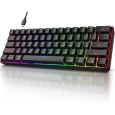 KOORUI 게이밍 키보드 60퍼센트 유선 초소형 기계식 61키 26 RGB 백라이트 Windows MacOS Linux용 브라운 스위치 미니 포함 휴대가 간편한 여행용, 61 Keys - Wired_Blue Switch