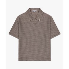 리버클래시 24SS LKS41348브라운 트위드 오픈 티에리 반팔 티셔츠
