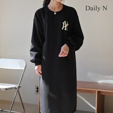데일리앤 니즈 오버핏 기모 맨투맨 롱원피스