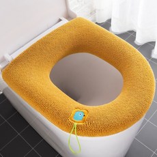 뚱뚱 극세사 변기커버 엉따 시트, 엘로우, 2개
